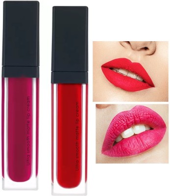 Yuency Waterproof, liquid Matte Lipstick,Smudge proof,Ultra Smooth, Lipstick(RED, PINK, 12 ml)