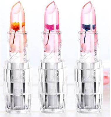 Rsentera Waterproof Color Changing Flower Jelly Crystal Glossy Lipstick Set Of 3(Multicolor, 10.9 g)