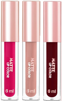 tanvi27 Combo pack 3 multi color liquid matte finish lipstick(maroon ,pink and brown, 18 ml)