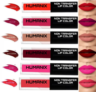 Humanix Matte ink bold lip Color liquid Lipstick Combo Pack of 6 peice(Multicolor, 16 ml)