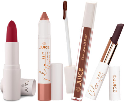 Juice Matte Liquid Lipstick and Lip Crayon Long Lasting Combo Set For Women(4 Items in the set)