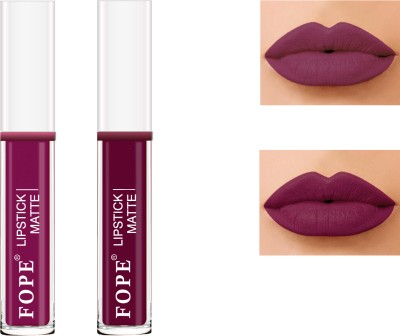 FOPE Stay Matte Liquide Long Lasting Cruelty Free Lipsticks SET-14(Purple Wine ,Maroon, 5 ml)