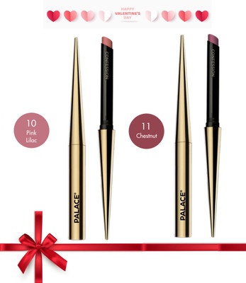 Palace Confession Lipstick Valentine Collection ( Pack of 2 )(10 Pink Lilac, 11 Chestnut, 6 g)