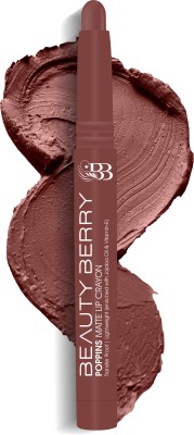 Beauty Berry Poppins Matte Lip Crayon Lipstick Enriched with Jojoba Oil & Vitamin E(17 - Coffee Commando, 3 g)