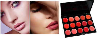 USBK 15 Colors Lip Palette Makeup Lip gloss Cream Palette(MULTI-COLOR, 30 g)