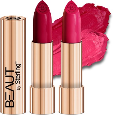 Beaut by Sterling Creamy Matte Long Stay Lipstick Pack Of 2,(M07 Naughty Magenta - M13 Love For Pink, 4 g)