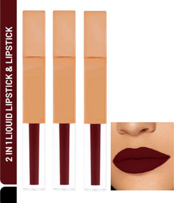 Luipui AMAZING LIQUID MATTE QUICK DRY & HIGH PIGMENT FOR ALL DAY WEAR PACK OF 3(ROSE BUD CHERRY 317, 21 ml)