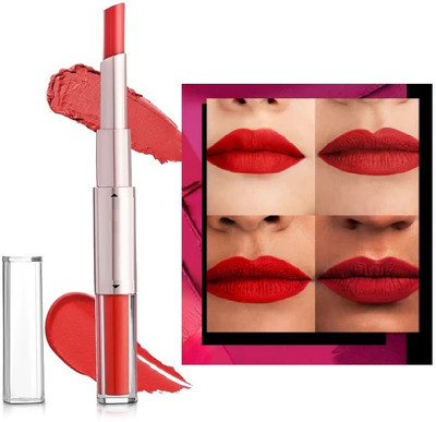 Wonholli Lip Duo 2 In 1 Lipstick Matte Finish(Red, 7 ml)