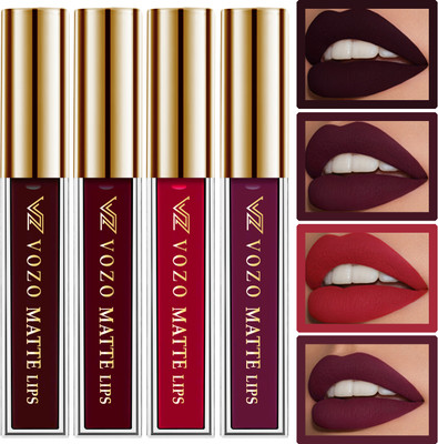 VOZO Vibrant Matte Liquid Lipstick - Long-Lasting & Smudge-Proof Combo Set-37(Multicolor, 16 ml)
