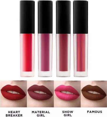 Hidden Beauty Matte Minis Red Edition Liquid Lipstick Set of 4 (Gives a Matte finish look)(Multicolor, 16 ml)