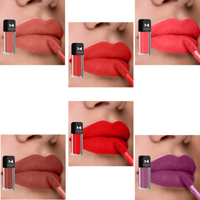 MORAZE Waterproof Long lasting Liquid matte Lipstick For Daily Use Combo pack of 6(Multicolor, 7.2 ml)
