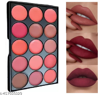 N&N LONG LASTNG WATERPROOF MATTE LIPSTICK PALETTE-15 COLOUR(Multicolor, 50 g)