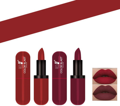 RED4 R4 Color blast red and maroon lipstick 2pcs(Red, 10 g)