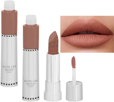 Emijun 2 IN 1 MATTE CREAMY MOISTURE LOCK LIPSTICK COMBO(BROWN, 16 g)