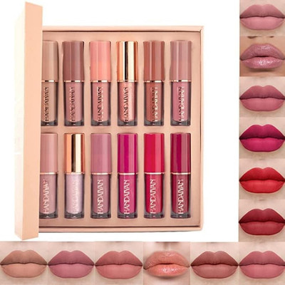 Glemmi MatteGlam Lipstick Lipstick Long Lasting, Waterproof, Set Of 12.(The Swiss Glossy Matte Pigmented Lipstick Edition, 2.5 ml)