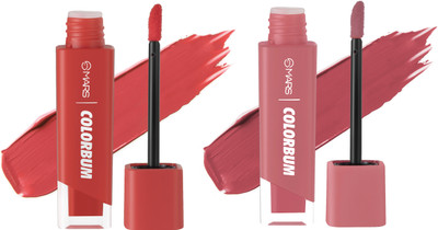 MARS Colorbum Liquid Matte Lipstick Smudge Free & Long-lasting 01-08 pack of 2(Crimson Chennai, Pink, 11 ml)