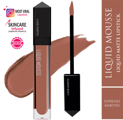 LOVE EARTH Liquid Mousse Lipstick - Espresso Martini Matte Finish, Lasts Up to 12 hours(Espresso Martini, 6 ml)