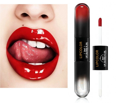 RED4 Gloss Lock 2-In-1 Liquid Lipstick|Lip Gloss Long-Lasting 1pack(red, 6 ml)