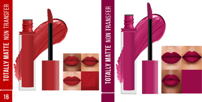Luipui PREMIUM MATTE NON-DRYING & SMUDGE PROOF MATTE LIPSTICK PACK OF 2(HOT RED - 07, MAGENTA - 17, 14 ml)