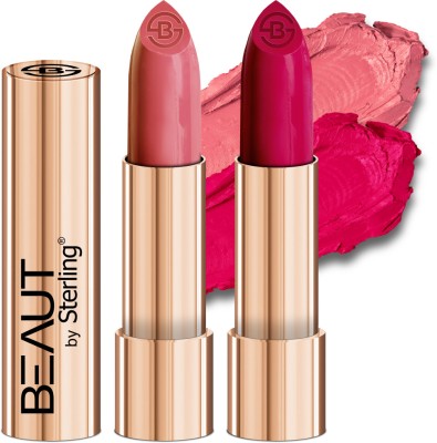 Beaut by Sterling Velvet Series Creamy Matte Long Stay Lipstick Pack Of 2(M12Royal Pink) - M06Magenta Blush), 8 g)