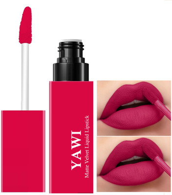 YAWI Matte Velvet Liquid Lipstick - 24Hr Waterproof, Quick-Dry, Non-Sticky Gloss(Pink, 4.2 ml)
