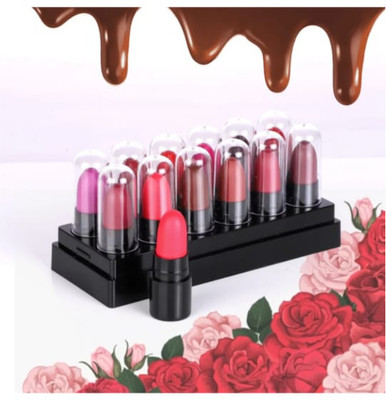 DRIZZLE Glossy CombO Of Highly-Pigmented Shades Mini Lipstick Set Of 12(Multicolour, 15 ml)