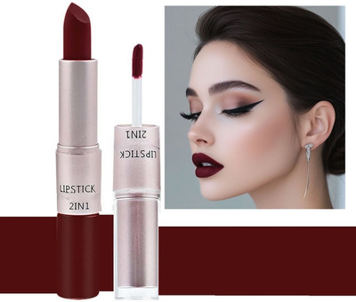 N&N Long Lasting | Smudge Proof and Waterproof Dual Lipstick(Maroon, 8 g)