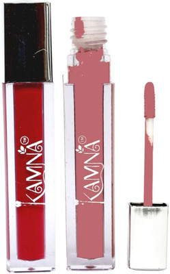 kamna cosmetics Pack of 2 Waterproof liquid Lipstick, Ultra Smooth, Non Transfer & Waterproof(Red, Reddish Brown, 4 ml)