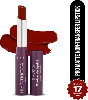 Hilary Rhoda Matte Non-Transfer Lipstick | Waterproof & Smudge-Proof | 12-Hour Long Stay(Bouquet Red | Shade 17, 2 g)