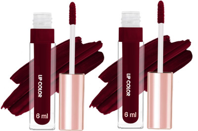 MYEONG water and smudge proof lip lock liquid matte maroon lipstick combo(Maroon, 12 ml)