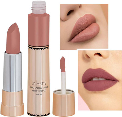 Latixmat Dual Kiss Proof & Smudge Proof Matte Finish Lipstick(Brunt Brown, 8 g)