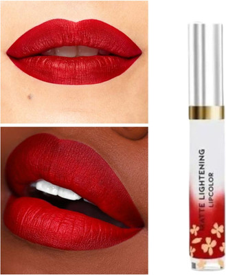 RED4 Red color waterpoof mattelightening liquid waterproof lipstick 1pc(red, 5 ml)