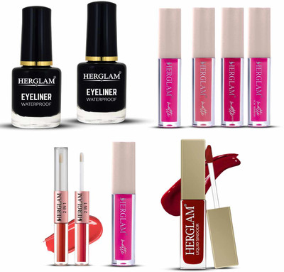 herglam 2-in-1 Gloss & Matte Lip Color Set | Waterproof, Lightweight & Non-Sticky(Multicolor, 10 ml)