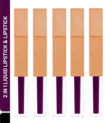 Luipui AMAZING LIQUID MATTE QUICK DRY & HIGH PIGMENT FOR ALL DAY WEAR PACK OF 5(PLUM 327, 35 ml)