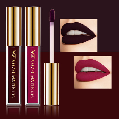 VOZO Stay-All-Day Matte Liquid Lipstick - Waterproof & Fade-Resistant Pack Of 2 VZ-10(Multicolor, 8 ml)