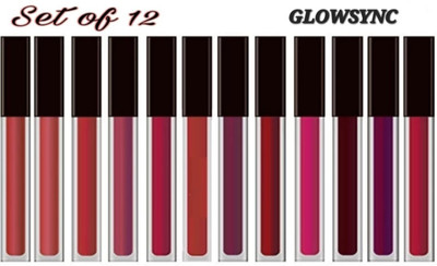Glowsync Set of 12 Liquid Lipsticks Matte Finish Long Lasting(Multicolor, 64 ml)