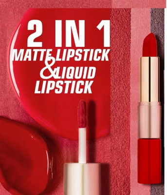 LILLYAMOR Perfect 2 IN 1 Lip Lock No Transfer Matte Lipstick(BRAVE RED, 6 ml)
