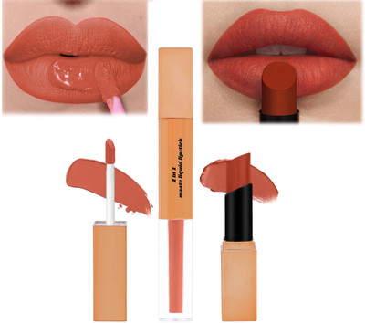 GABBU Matte Liquid Lipstick with Matte Finish and Moisturizing Lip Gloss(PEACH RED, 7 ml)