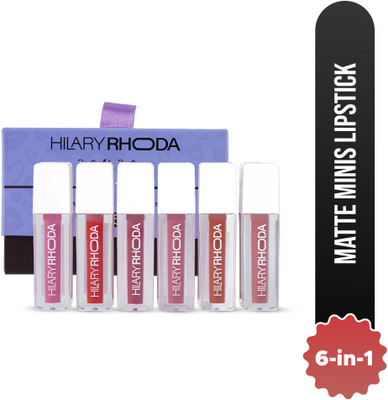 Hilary Rhoda Matte Minis Lipstick | Infused with Vitamin E & Jojoba Oil | Waterproof Lipstick(Set of 6, 1.2 ml)