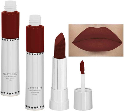 Emijun 2 IN 1 Non Transfer Long Stay & Smooth Lipstick COMBO(COFFEE, 16 g)