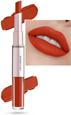luzimaisa 2 in 1 Matte Lip Velvet Soft Long Lasting|Non-Transfer Lipstick(coral browm, 7 ml)