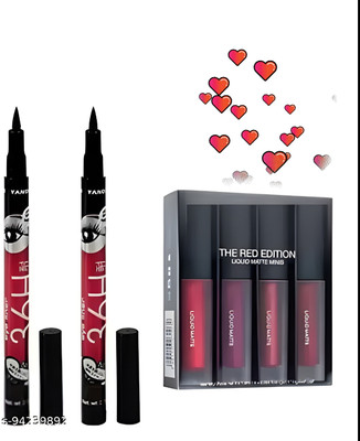 TUMR 2(36h) eyeliner with multicolor matte mini lipstick pack(Multicolor, 16 ml)
