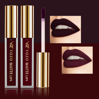 VOZO Stay-All-Day Matte Liquid Lipstick - Waterproof & Fade-Resistant Pack Of 2 VZ-08(Multicolor, 8 ml)