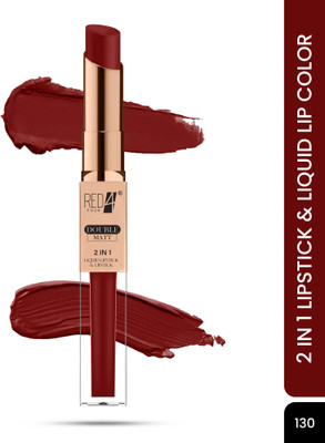 RED4 Double Matt Two In One Liquid Lipstick and Lipstick | Long Lasting Stay(130, 8 g)