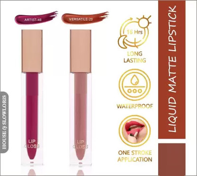 BLUSHIS Non Transfer Smudge Proof Longlasting Liquid Matte Lipstick Combo of 2 pc(Multicolour, 12 ml)