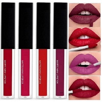 Shrijaa Beauty Red Mini Matte Liquid Wtr-proof 4 Different New Colors Lipstick(Multicolor, 12 ml)