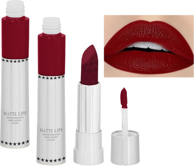 Emijun 2 IN 1 24 HOURS LONG LASTING GLOSS & MATTE LIPSTICK COMBO(ROYAL MAROON, 16 g)