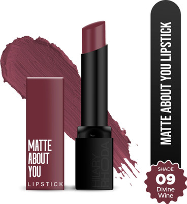 Hilary Rhoda Matte About You Lipstick | Long Lasting & Highly Pigmented | Matte Finish(Divine Wine - Shade 09, 3 g)