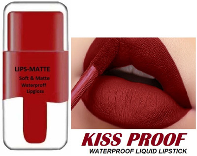 manasona Korean Dark Red Liquid lipstick matte waterproof & Longlasting(Dark Red, 3.5 ml)