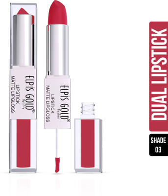 ELPIS GOLD 24 Hr Matte 2 in 1 Non Transfer Lip Gloss & Lipstick(SHADE 03, 8 g)